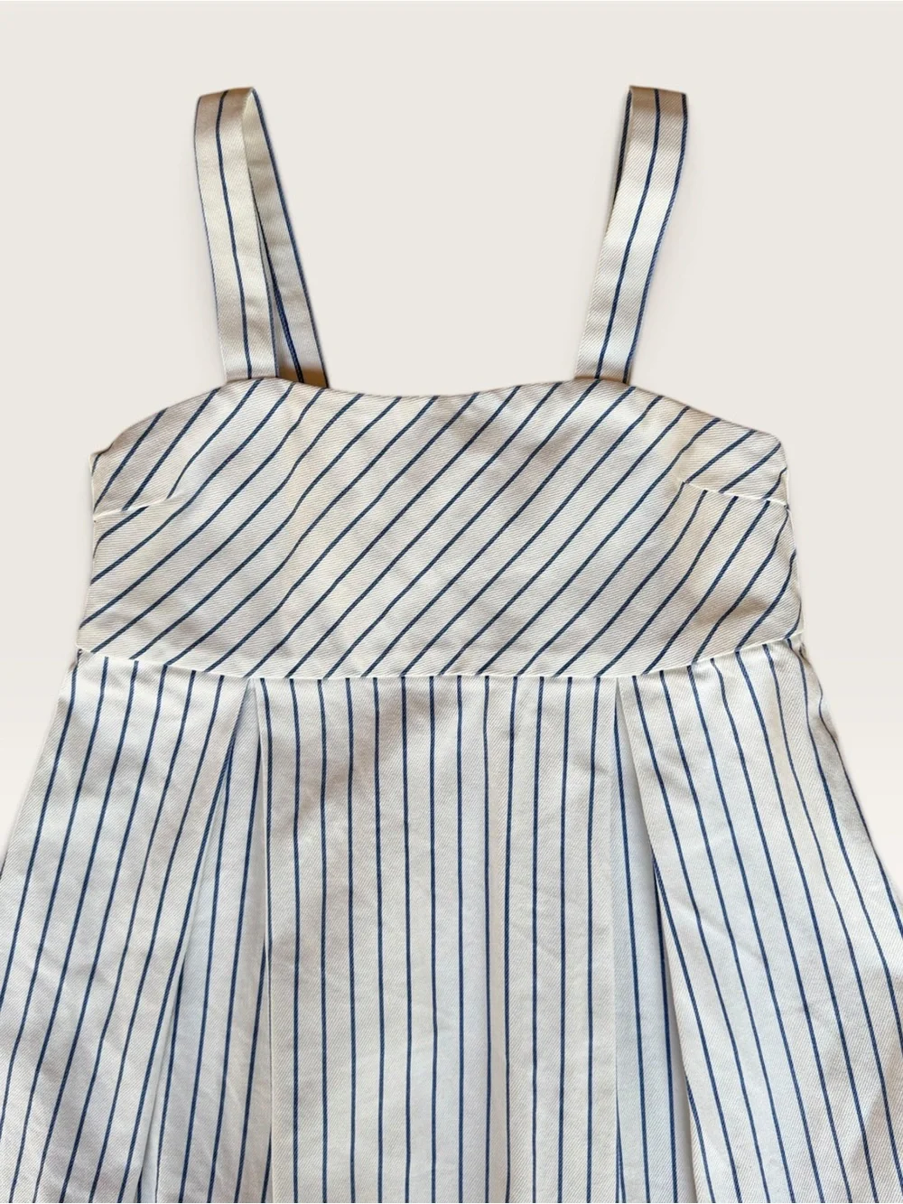 DL1961 White Dress with Navy Pinstripes